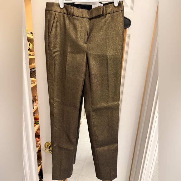 White House Black Market Gold Straight Leg Trouser Pants‎ NWT *% - Picture 2 of 7